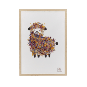 Herbier fleurs séchées Mouton carnaval cadre bois